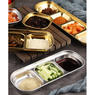 Khay đựng nước chấm 2 Màu  inox cao cấp, khay đựng gia vị 1、2、3、4ngăn siêu bền kháng khuẩn không gây ẩm mốc