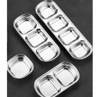 Khay đựng nước chấm 2 Màu  inox cao cấp, khay đựng gia vị 1、2、3、4ngăn siêu bền kháng khuẩn không gây ẩm mốc