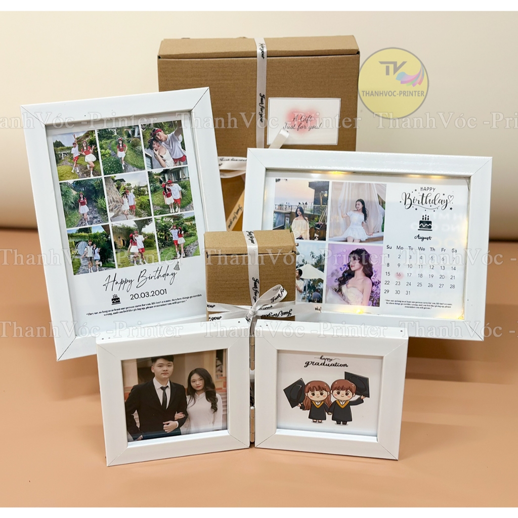 { Tặng Hộp Quà+ Rơm + Thiệp} Khung ảnh kỷ niệm ngày sinh nhật, ngày cưới, khung ảnh kỷ niệm quen nhau cho cặp tình nhân