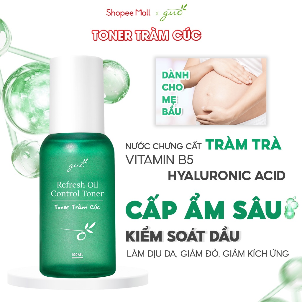 Ảnh Toner tràm trà hoa cúc GUO, se khít lỗ chân lông, 0% cồn, cấp ẩm kiềm dầu, bổ sung HA cho mẹ bầu 100ml 2