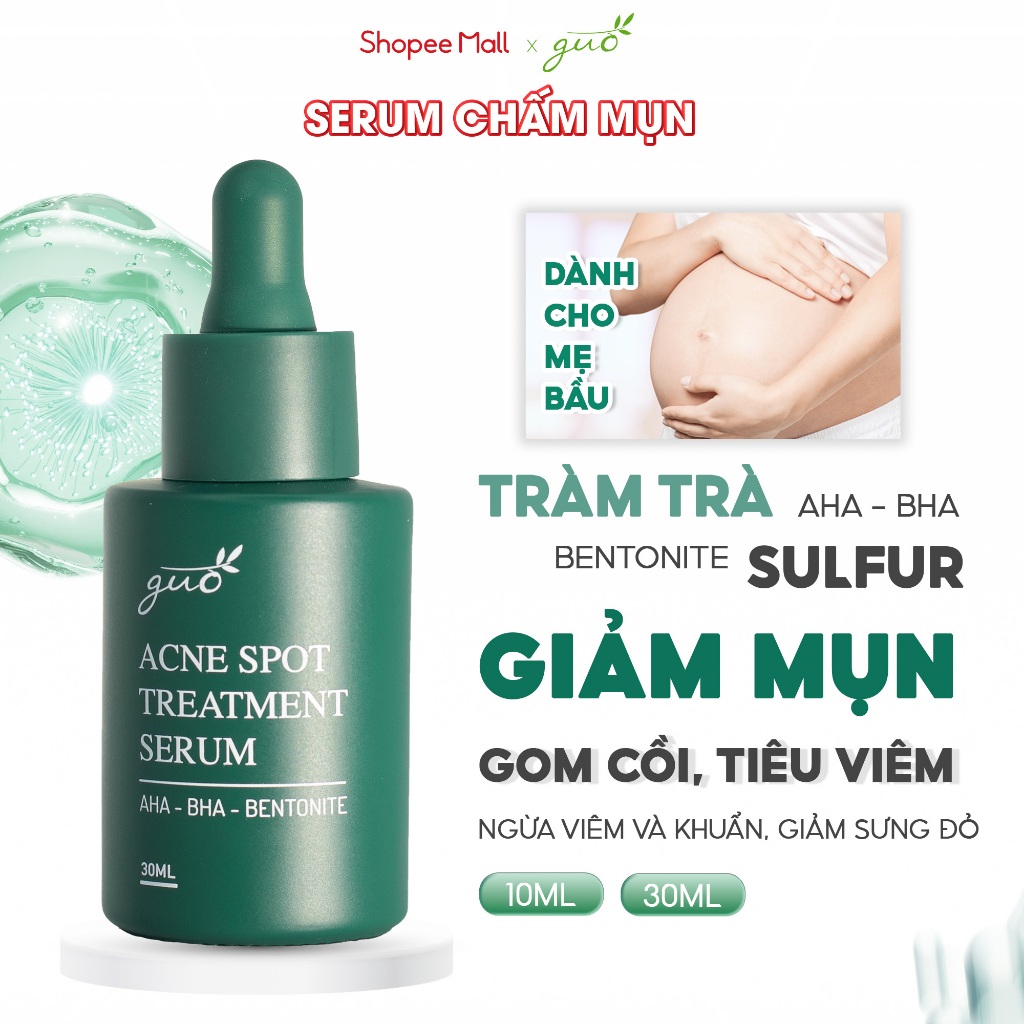 Ảnh Serum sạch mụn giảm thâm chuyên cho bà bầu da mụn, gom khô mụn với tràm trà GUO 10ml, 30ml 2