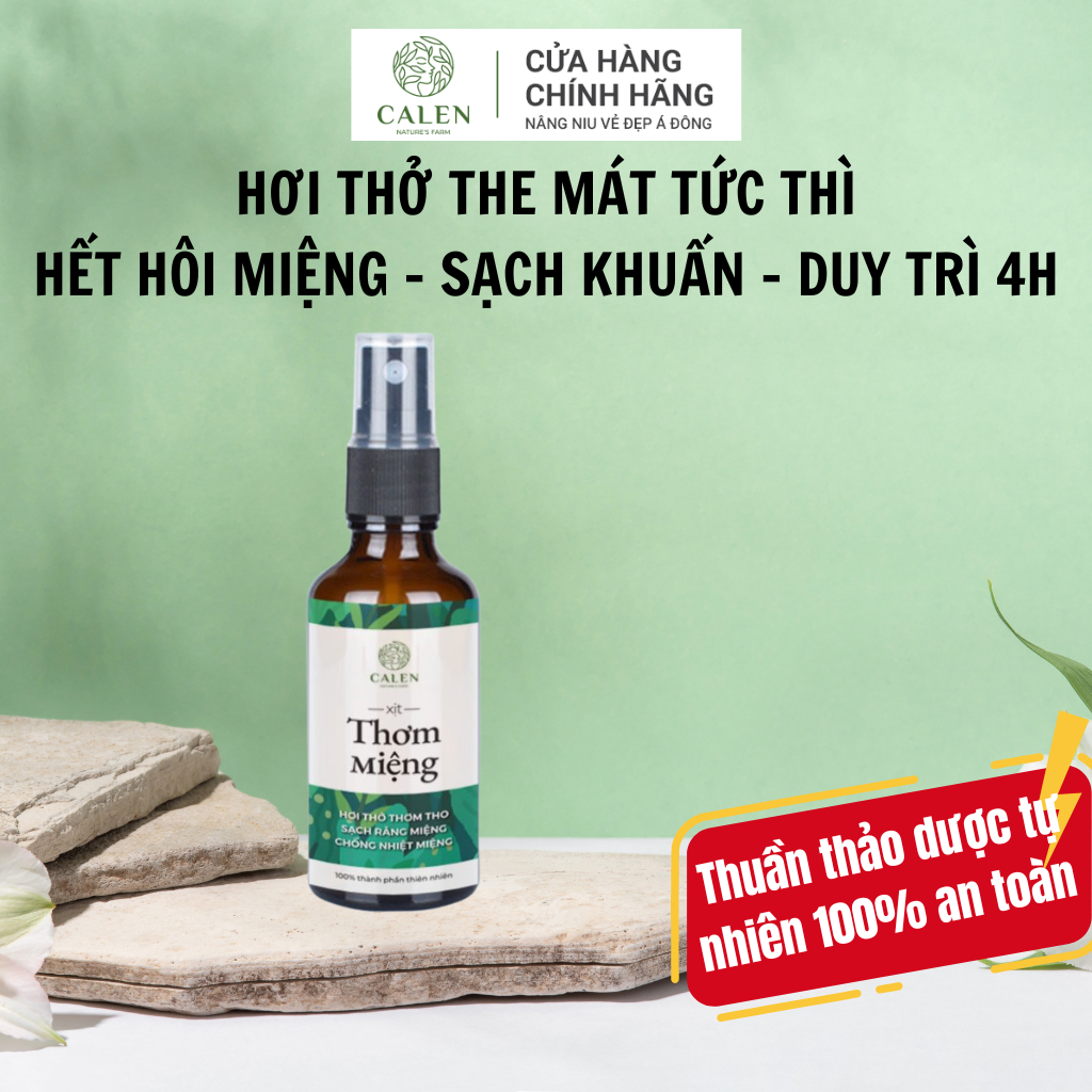 Xịt Thơm Miệng Thảo Mộc Tự Nhiên Chai 50ml Khử Mùi Hôi Miệng - Nước Xịt Thơm Miệng Calen