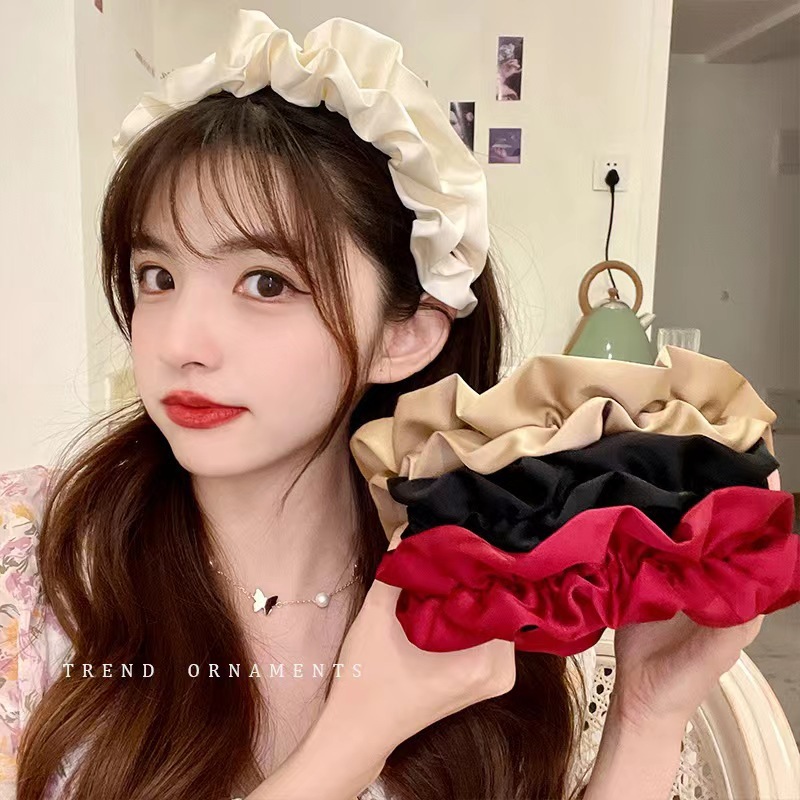 Bờm Tóc, Băng Đô Cài Tóc Lụa Nhún Satine Hàn Quốc Xinh Xắn Phụ Kiện Tóc Empoli