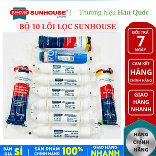 Combo 10 lõi Sunhouse chính hàng (1-10), 123 + màng RO + lõi chức năng (bù khoáng)