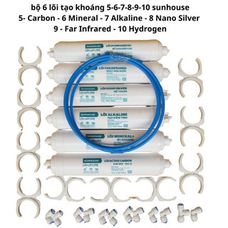 Combo 10 lõi Sunhouse chính hàng (1-10), 123 + màng RO + lõi chức năng (bù khoáng)