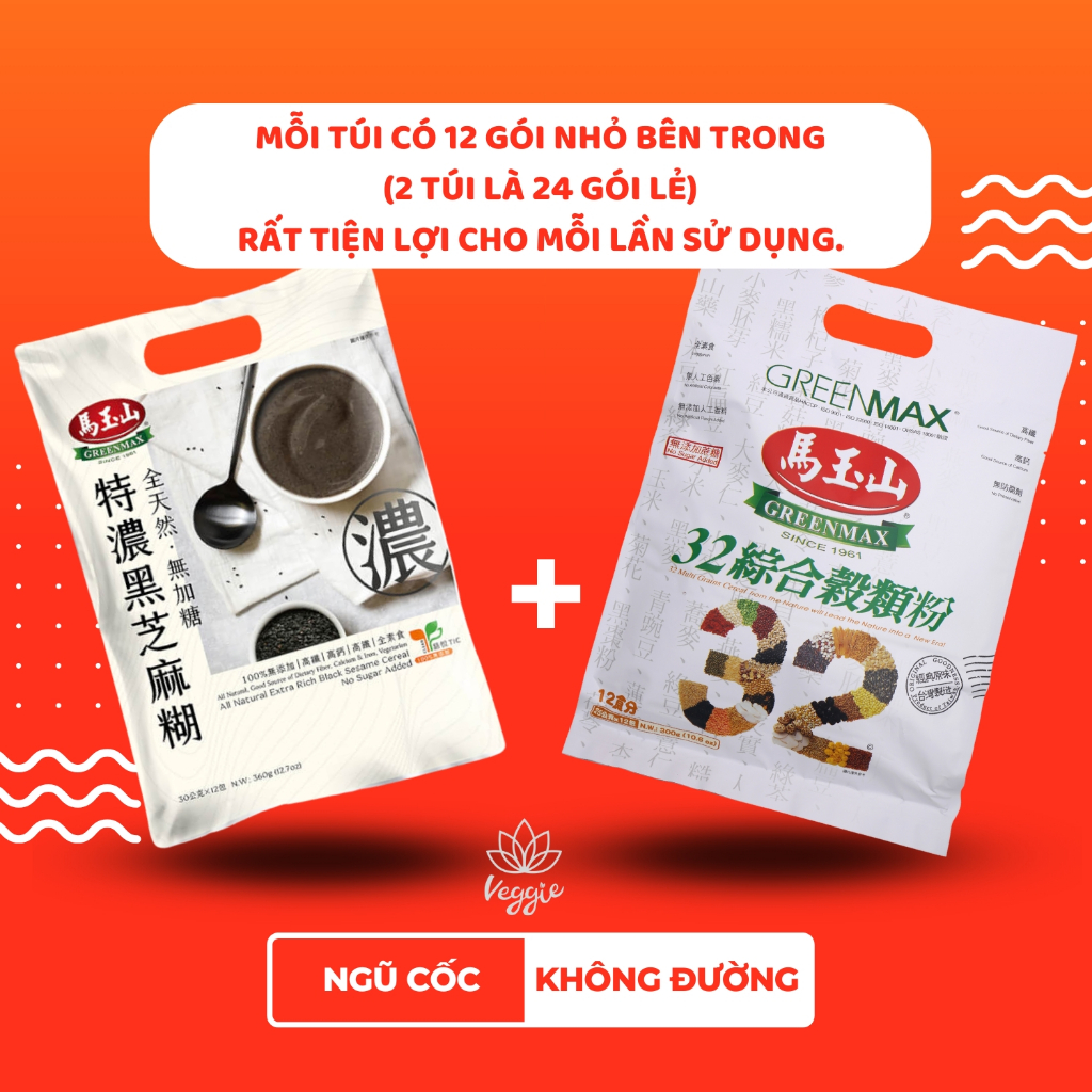 Combo 2 túi ngũ cốc không đường Greenmax nhập khẩu từ Đài Loan giàu dưỡng chất và vô cùng tiện lợi