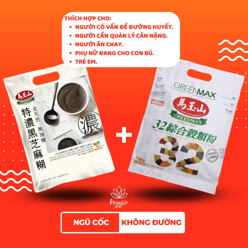 Combo 2 túi ngũ cốc không đường Greenmax nhập khẩu từ Đài Loan giàu dưỡng chất và vô cùng tiện lợi