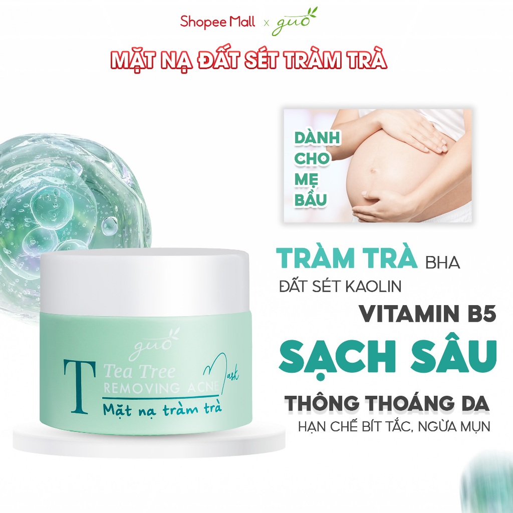 Ảnh Mặt nạ đất sét tràm trà cải thiện mụn, sạch sâu, se khít lỗ chân lông dành cho mẹ bầu - GUO Tea Tree Mask 50g 1