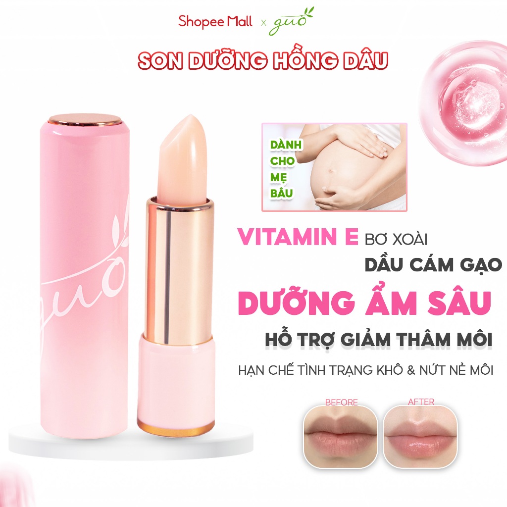 Ảnh Son Dưỡng Hồng Dâu An Toàn Bà Bầu GUO - Rose Touch Lip Balm 5gr 1