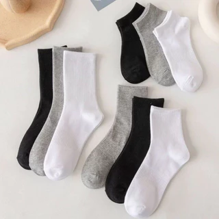 Tất vớ nữ nam cao cổ dài trắng dễ thương hàn quốc đẹp AAA iLita chân thấp nhún đủ màu trắng, đen, xám