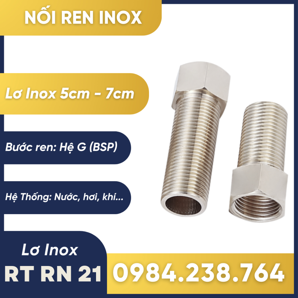 Lơ Inox, Nối Ren Trong Ren Ngoài 1/2 (21) dài 5cm, 7cm | Shopee Việt Nam