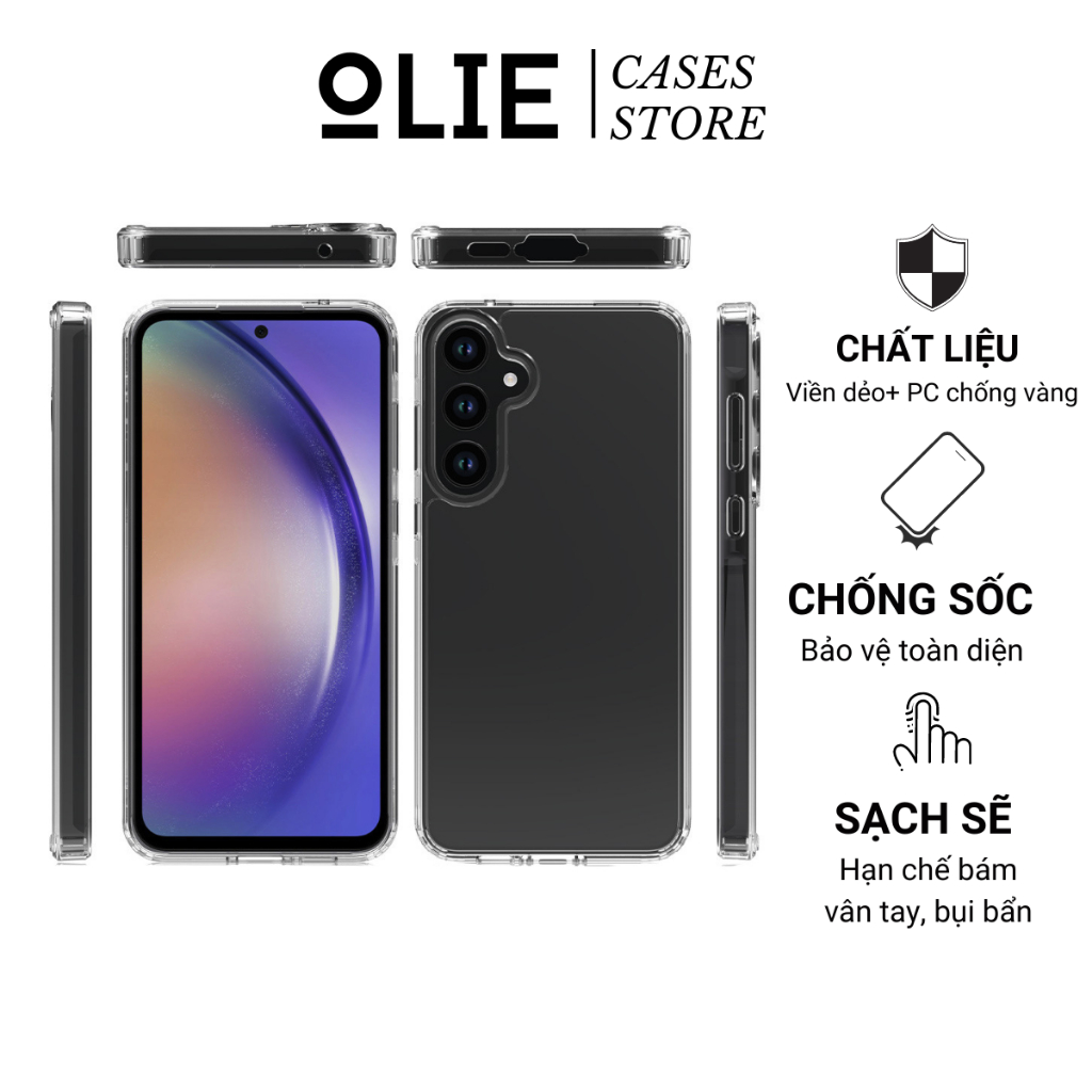 Ốp lưng Olie cho Samsung A17 A18 A27 A37 A57 A36 A56 A16 A15 A25 5g A35 A26 A55 A05 A05s A06 TRONG chống sốc