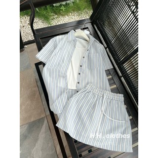 Sét áo kẻ xanh Hót Trend 3 chi tiết Nhẹ Nhàng