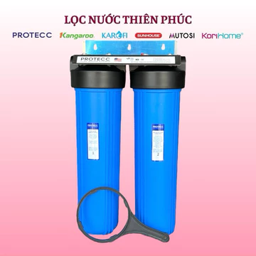 Bộ Lọc Thô Tổng Đầu Nguồn 2 Cấp 20 Inch Béo/Bigblue PT218 Protecc 2 Ron Ren Trong 34 (1") - Lọc sinh hoạt, nấu ăn, tắm