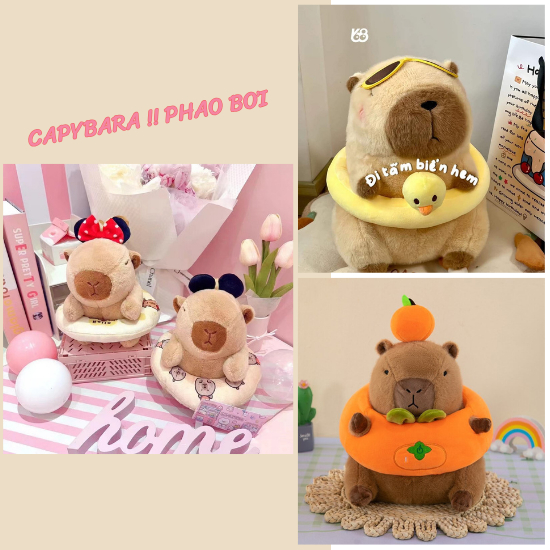 Capybara Cam Gấu Bông Capybara Đeo Phao Cam Dễ Thương Capybara Cam Đeo Phao Mẫu Mới Chất Liệu Vải Lông Thỏ Cao Cấp