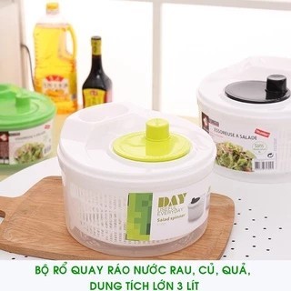 Rổ Quay Rau Tự Động - Vẩy Rau - Rổ Quay Vắt Nước Ly Tâm 3 lít