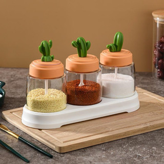 Set hũ gia vị kèm thìa có nắp hình cây xương rồng