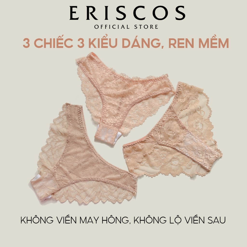 Combo 3 Quần Lót Ren Màu Da ( nu) Eriscos 3 Kiểu Dáng Khác Nhau Co Giãn Gợi Cảm Thiết Kế Độc Quyền Có Size Lớn