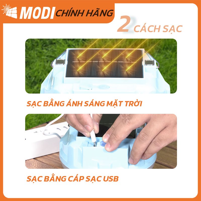 Ảnh Bóng Đèn Năng Lượng Mặt Trời MODI SOLAR Tích Điện Có Thể Sạc Bằng Cổng USB 3