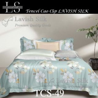 (Độc Quyền)Bộ Chăn Drap Lụa Tencel  Mát Lạnh Thiên Nhiên Chăn 2m2x2m Sợi Microfiber LS LAVISH SILK