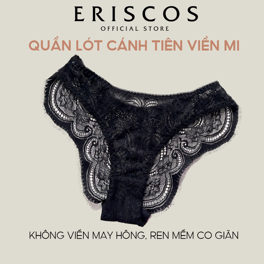 Combo 4 quần lót ren đen 4 kiểu dáng Eriscos thiết kế basic và gợi cảm màu đen co giãn mềm mát
