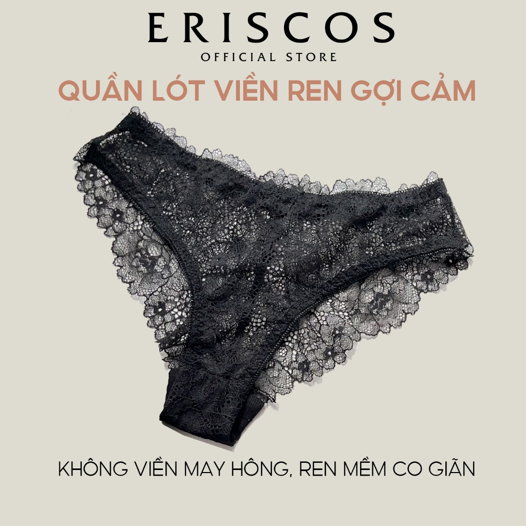 Combo 4 quần lót ren đen 4 kiểu dáng Eriscos thiết kế basic và gợi cảm màu đen co giãn mềm mát