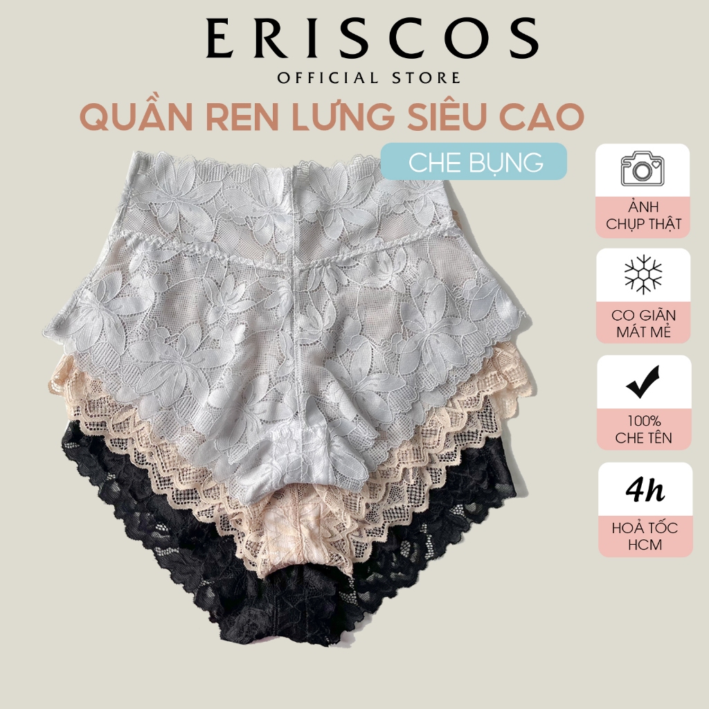 Quần lót ren cạp siêu cao giấu bụng  không lộ viền hiệu quả mềm mại tôn mông co giãn tốt thiết kế Eriscos nhiều màu