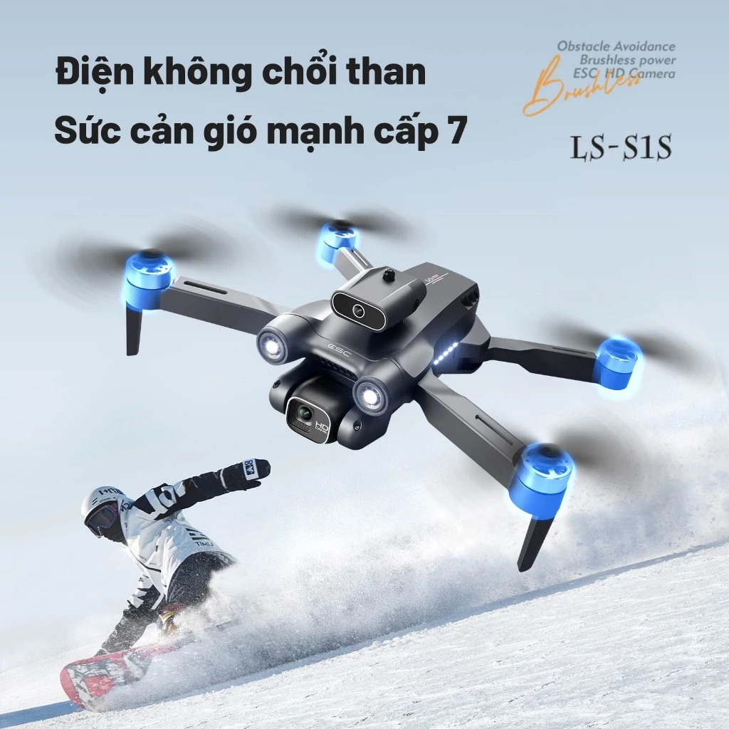 Flycam S1S Drone mini giá rẻ, Tránh Chướng Ngại Vật, Động Cơ Không Chổi Than Bay Ổn Định,Kết nối ứng dụng