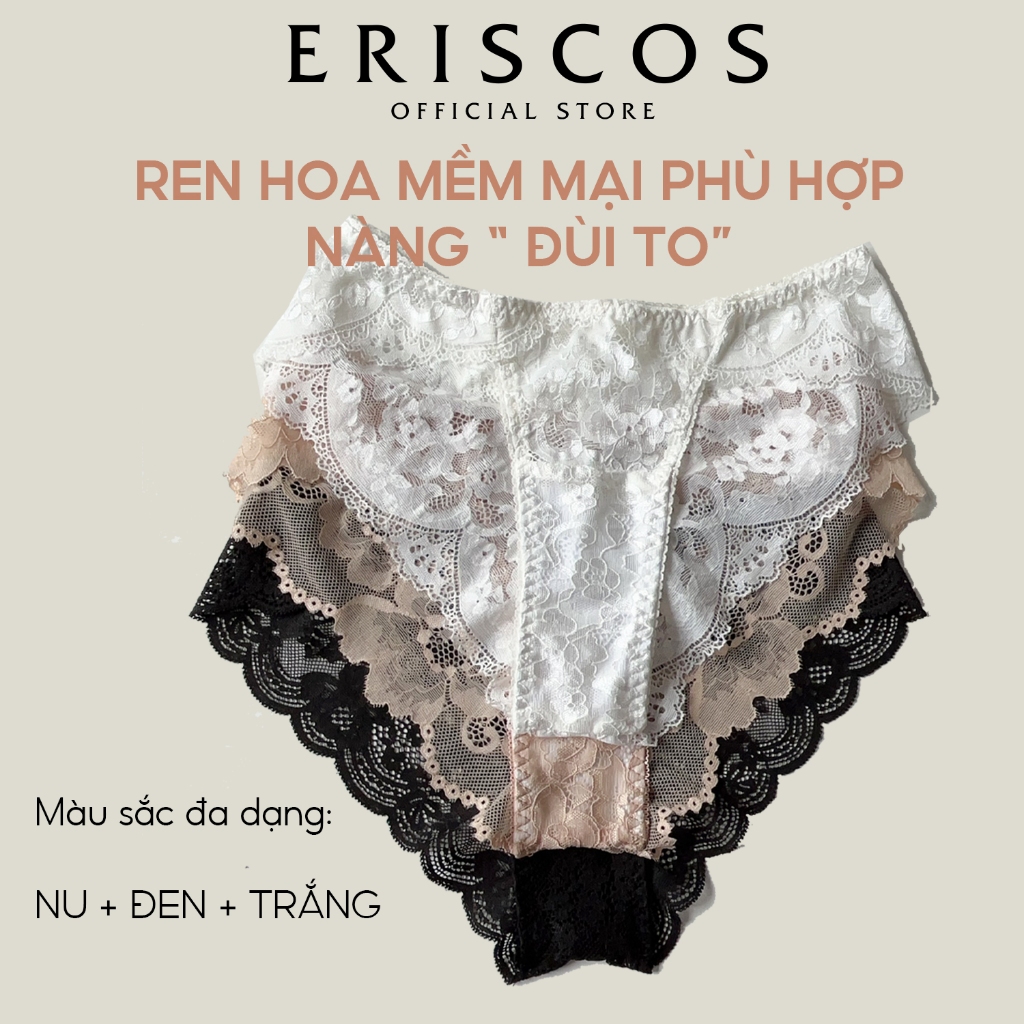 (Hoạ tiết ngẫu nhiên) Quần Lót Nữ Ren Cao Cấp Có Size Co Giãn Không Lộ Viền Hông Gợi Cảm Thoáng Mát Eriscos Thiết Kế