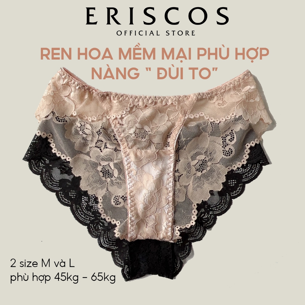 (Hoạ tiết ngẫu nhiên) Quần Lót Nữ Ren Cao Cấp Có Size Co Giãn Không Lộ Viền Hông Gợi Cảm Thoáng Mát Eriscos Thiết Kế