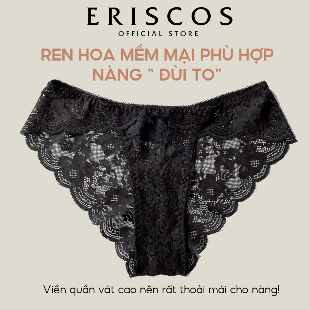 (Hoạ tiết ngẫu nhiên) Quần Lót Nữ Ren Cao Cấp Có Size Co Giãn Không Lộ Viền Hông Gợi Cảm Thoáng Mát Eriscos Thiết Kế