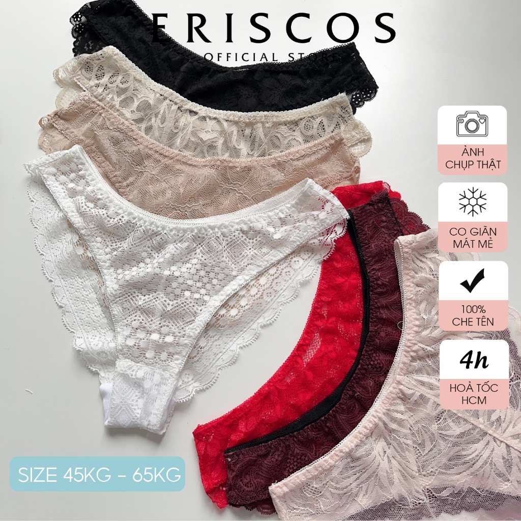 Quần Lót Nữ Ren Cánh Tiên Basic Mềm Mát Thoáng Khí Gợi Cảm Cao Cấp Có Size Thiết Kế Eriscos Việt Nam