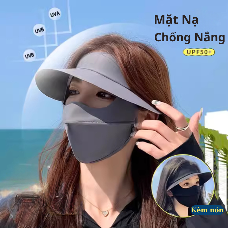 Khẩu trang vải mặt nạ chống nắng toàn mặt chống tia UV cực tím UPF50+, khẩu trang full face vải lụa băng thoáng khí