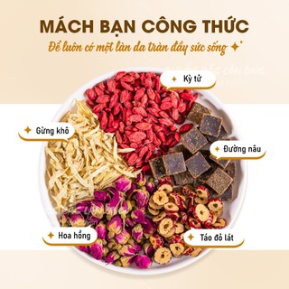 Trà gừng đường nâu 5-10 set mix sẵn, trà thảo mộc hỗ trợ giảm đau bụng dâu, giữ ấm cơ thể - Lãn Ông
