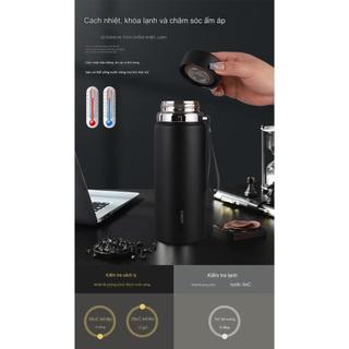 Bình giữ nhiệt inox 304 dung tích 1000ml, bình nước giữ nhiệt nóng 12h, lạnh 20h có khay lọc trà inox và dây xách