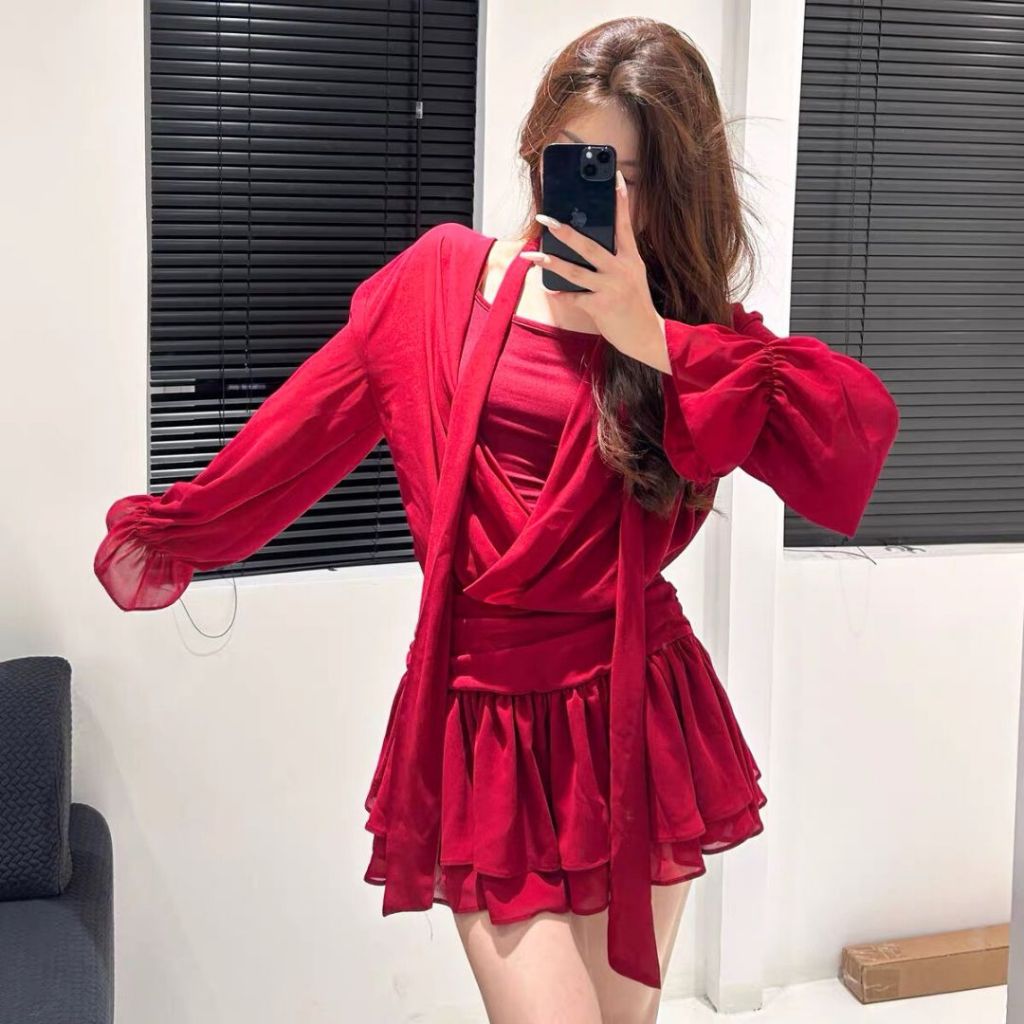 Set áo sơ mi chân váy xòe Sicily Set Voan 3 món SET708