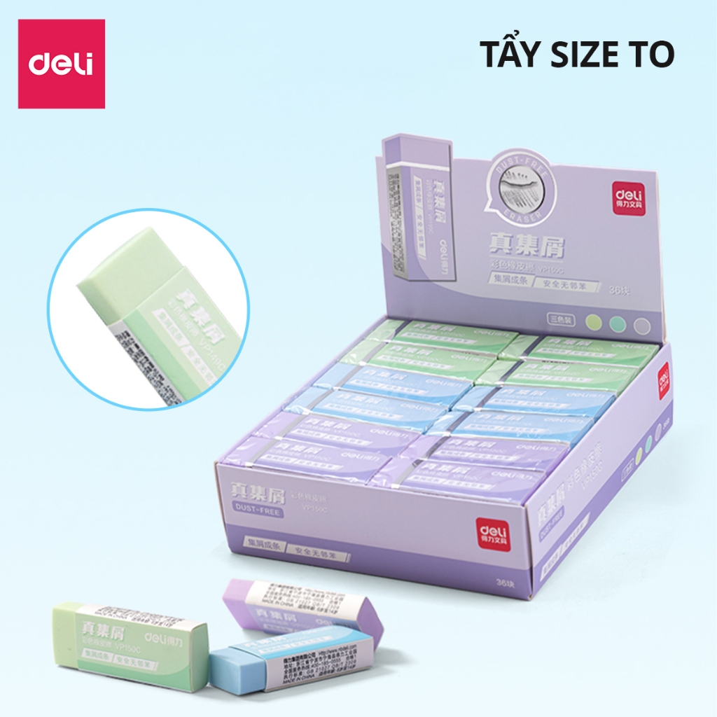 Gôm Tẩy Chì Màu Pastel Deli - Không Dính Tay, Không Bụi Bẩn Ít Vụn Tẩy Chì 2B Tiện Dụng Cho Học Sinh