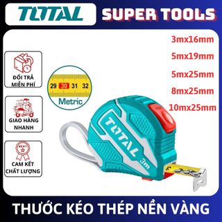 ĐỒ NGHỀ TOTAL Thước kéo thép nền vàng 3M/5M/8M/10M TMT126031 - TMT126051 - TMT126052 - TMT126081 - TMT126101