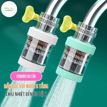 Bộ 02 cái đầu lọc vòi nước 6 tầng Chịu nhiệt đến 60 độ C - hỗ trợ lọc phèn, lọc cặn bẩn trong nguồn nước