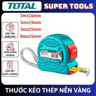 ĐỒ NGHỀ TOTAL Thước kéo thép nền vàng 3x16mm TMT37316 / 5x19mm TMT37519 / 5x25mm  TMT34525 / 8x25mm  TMT34825