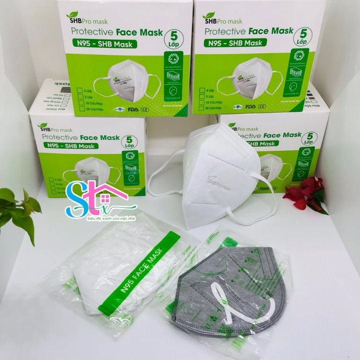 Combo 5 hộp khẩu trang 5 lớp chính hãng SHBpro mask hộp 20 cái, khẩu trang N95 người lớn chuẩn FFP2 – 6