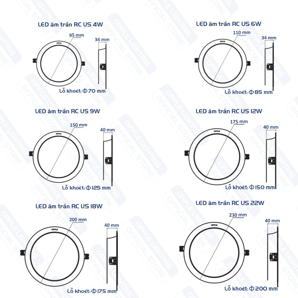 Bộ Đèn LED OPPLE Âm Trần US Downlight - Tiết Kiệm Năng Lượng, Ánh Sáng Dễ Chịu