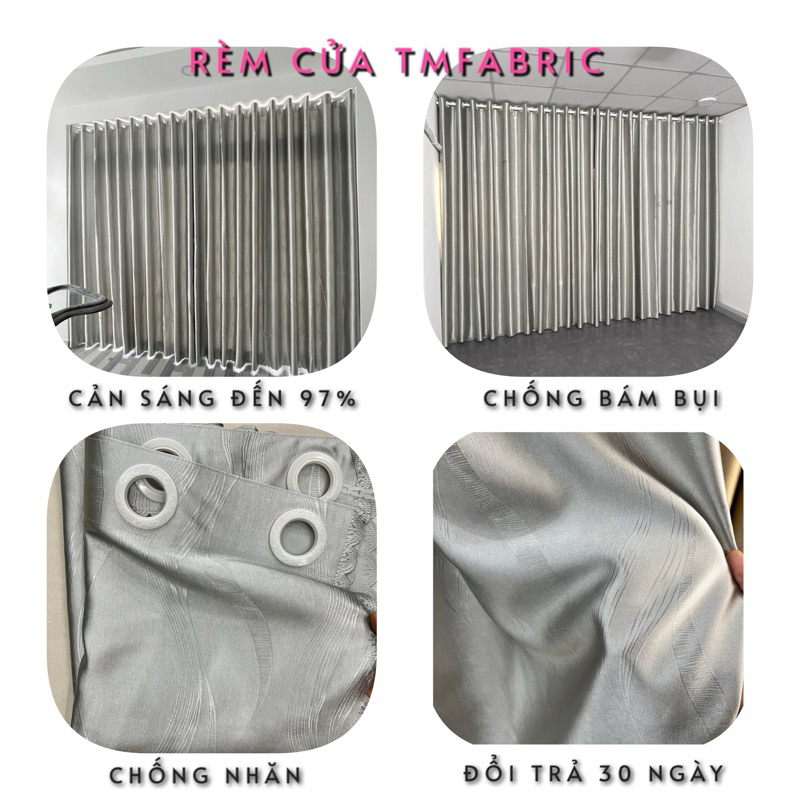 Rèm Cửa Sổ, Rèm Cửa Chính Màu Xám Trắng Chống Nắng Tốt Nhiều Kích Thước Lựa Chọn
