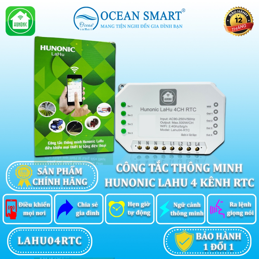 Công Tắc Thông Minh Wifi Hunonic Lahu, Hẹn Giờ Không Cần Internet Ocean ...