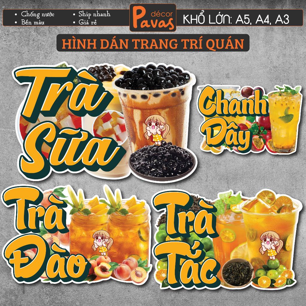 Decal Trang Trí Quán - Hinh Dán Trà Sữa Sinh Tố, Cà Phê, Trà Tắc, Trà ...