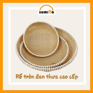 Rổ tre, rổ mây tre đan viền mây cao cấp dùng đựng thực phẩm, trái cây, decor - Sumiya