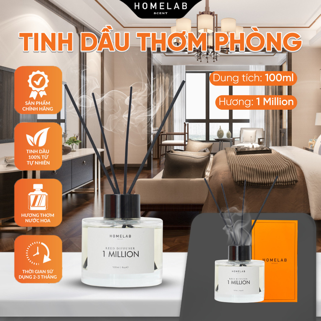 Ảnh Tinh dầu thơm phòng mùi nước hoa 1 MILLION - Paco Rabanne , tinh dầu khuếch tán sang trọng, uy quyền 100ml_HOMELAB 2