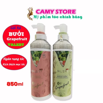 Dầu gội bưởi - dầu xả bưởi, dầu cặp VALERT GRAPEFRUIT 850ml chống rụng kích mọc tóc phục hồi tóc hư tổn chính hãng