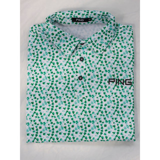Áo Golf polo Ping họa tiết hoa leo màu xanh. chất thun lạnh thấm hút mồ hôi , không nhăn, co dãn bốn chiều