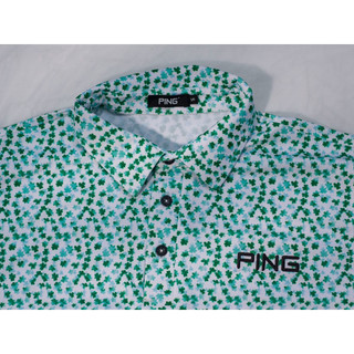 Áo Golf polo Ping họa tiết hoa leo màu xanh. chất thun lạnh thấm hút mồ hôi , không nhăn, co dãn bốn chiều